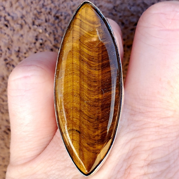 New Huge Tiger Eye 925 Silver Statement Ring. - Picture 4 of 15